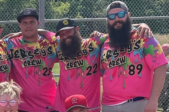 custom crew neck short sleeved softball jerseys made in Canada