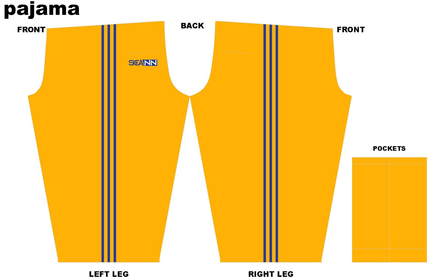 Scann Yellow Pyjama print panels with 2 pockets for the back