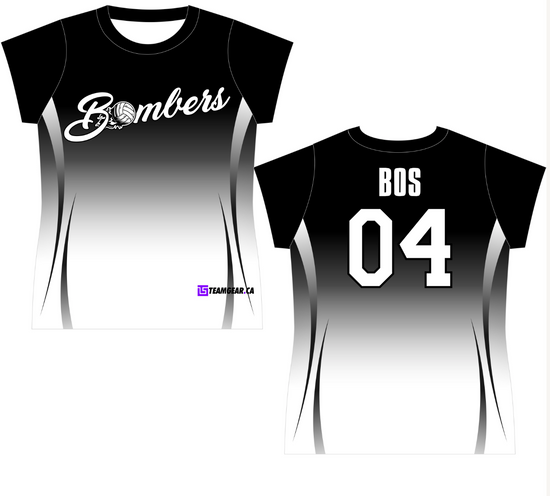 bombers volleyball, custom volleyball jerseys for men and ladies, v neck or crew cut. custom design included in price