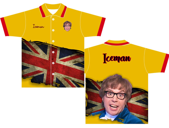 custom austin powers themed jerseys in yellow with UK flag