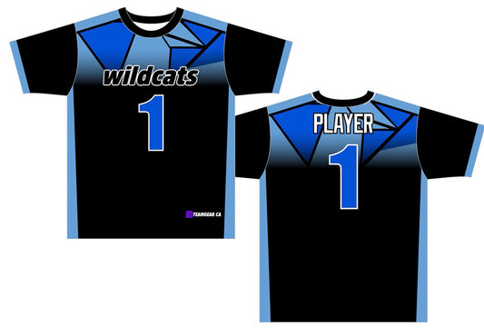 black and blue Wildcats curling jerseys