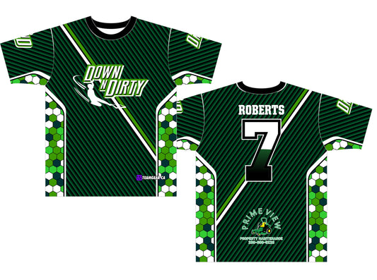 Down and Dirty green and black Softball Jersey