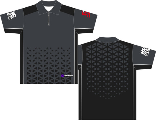 DevTeam grey shooting jersey with a zip neck collar