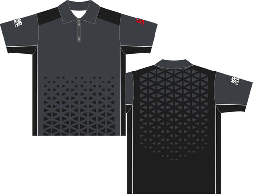 DevTeam grey shooting jersey with a zip neck collar