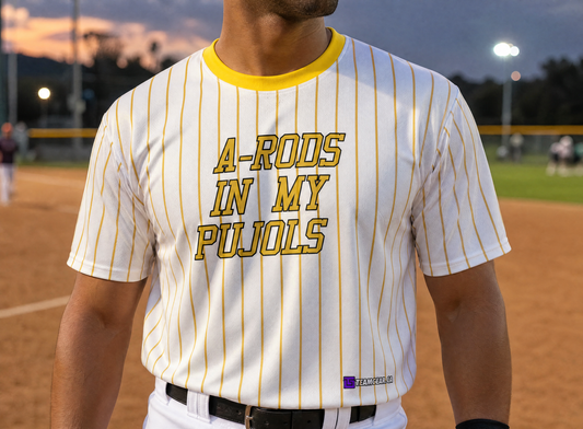 A-Rods In My Pujols Softball Jersey — custom softball jersey worn on model — TeamGear Canada