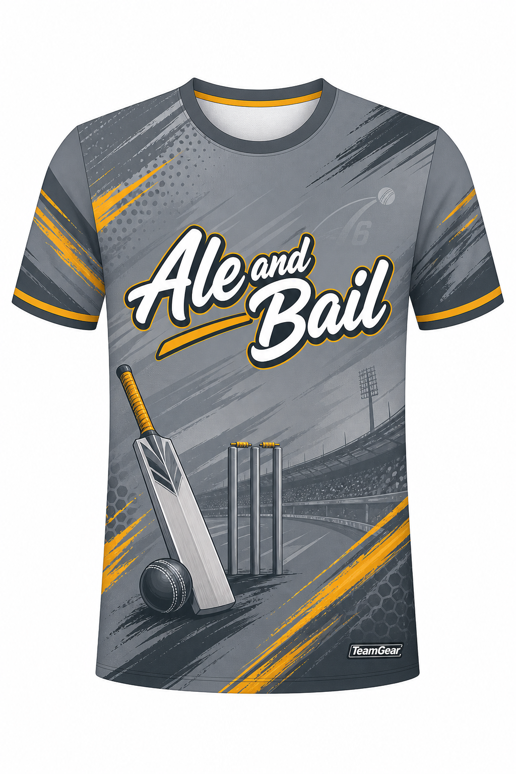 Ale and Bail Grey Cricket Jersey design