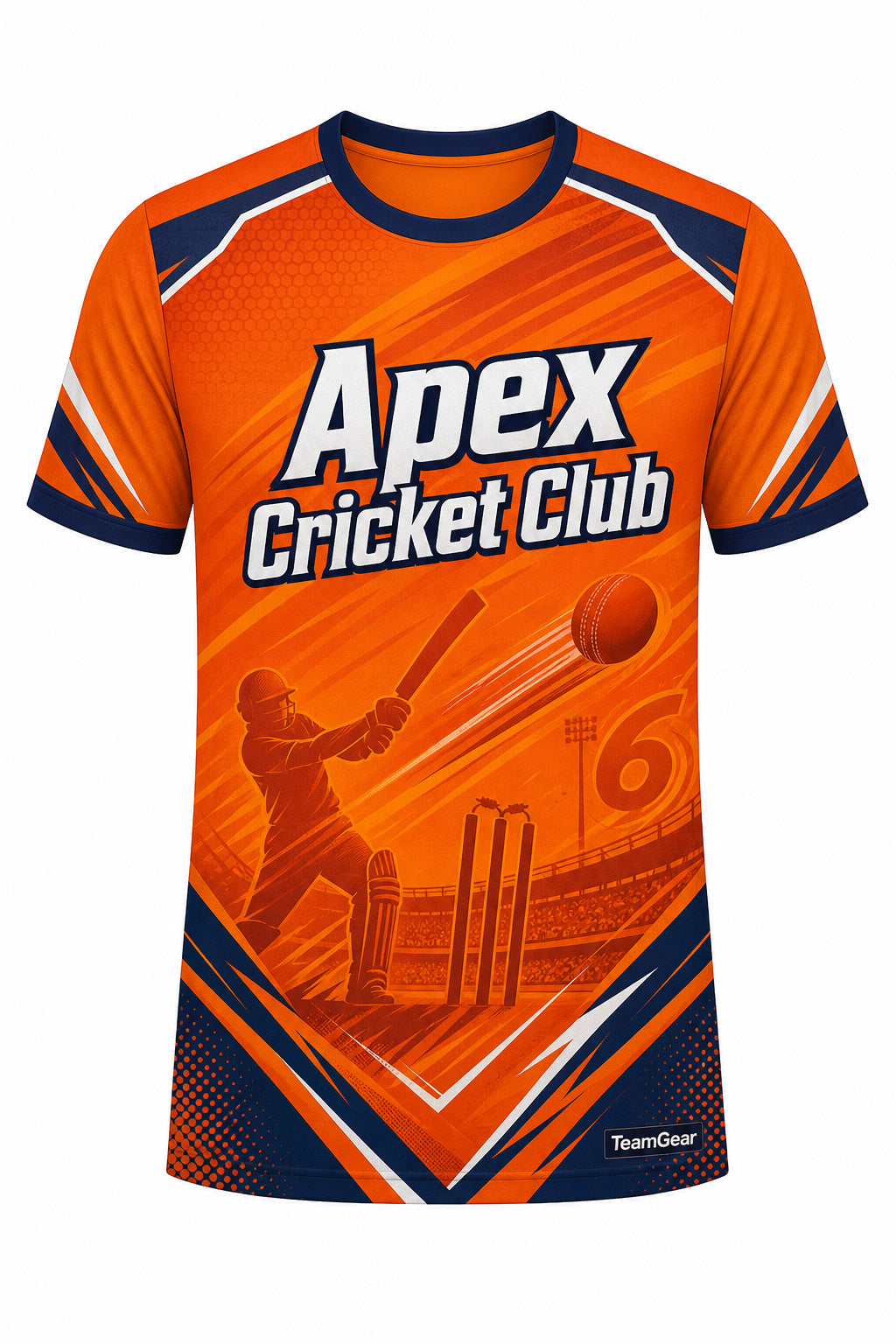Apex Cricket Club Orange Cricket Jersey design
