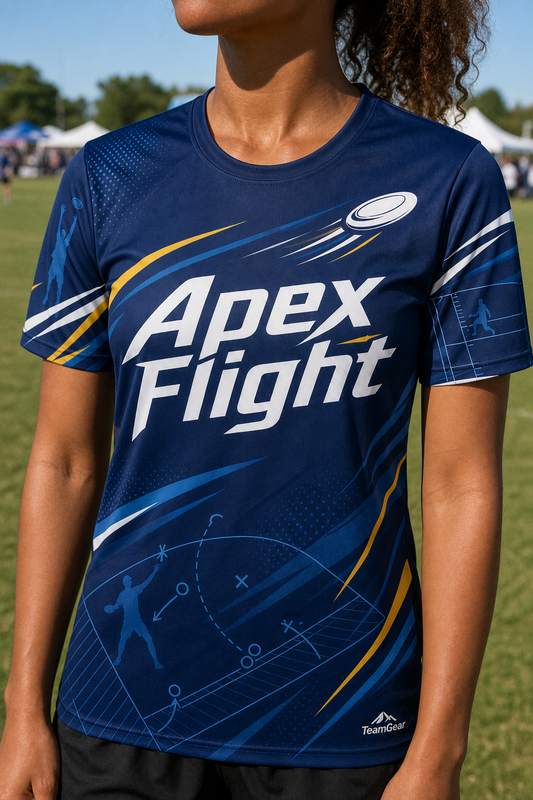 Apex Flight Navy Ultimate Frisbee Jersey — custom ultimate frisbee jersey worn on model — TeamGear Canada