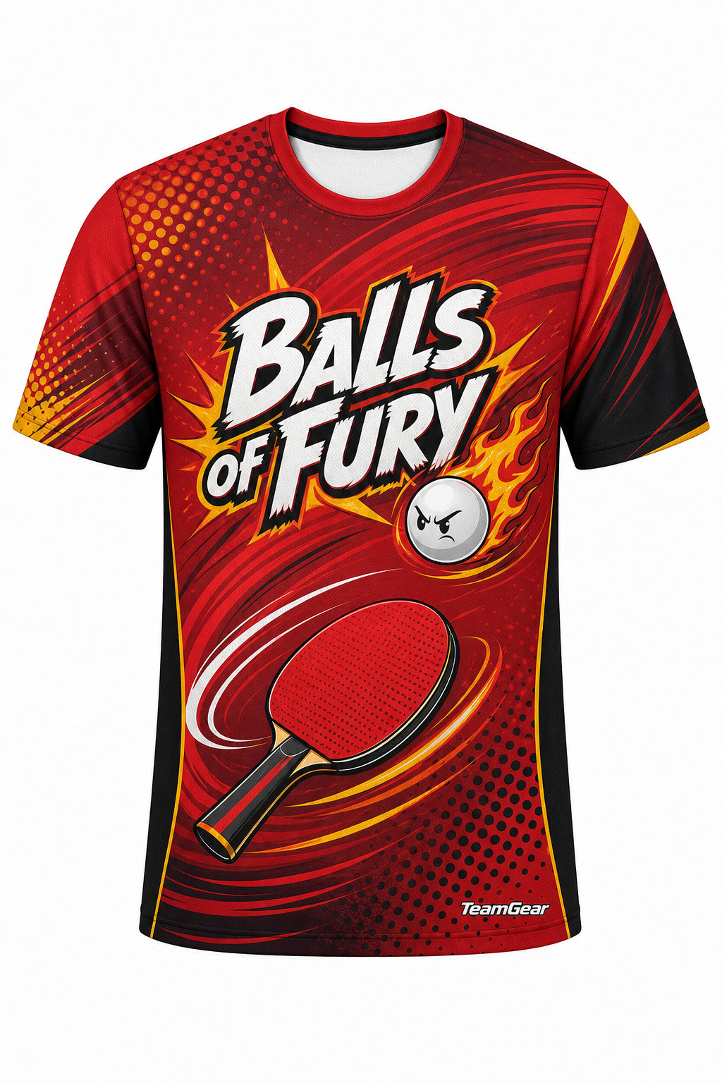 Balls of Fury Red Table Tennis Jersey with name and number