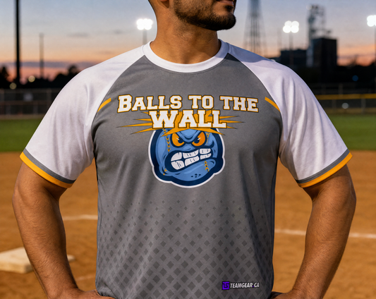 Balls to the Wall Softball Jersey — custom softball jersey worn on model — TeamGear Canada