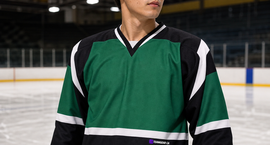 Beer League Hockey Jersey Kelly Green/Black/White — custom hockey jersey worn on model — TeamGear Canada