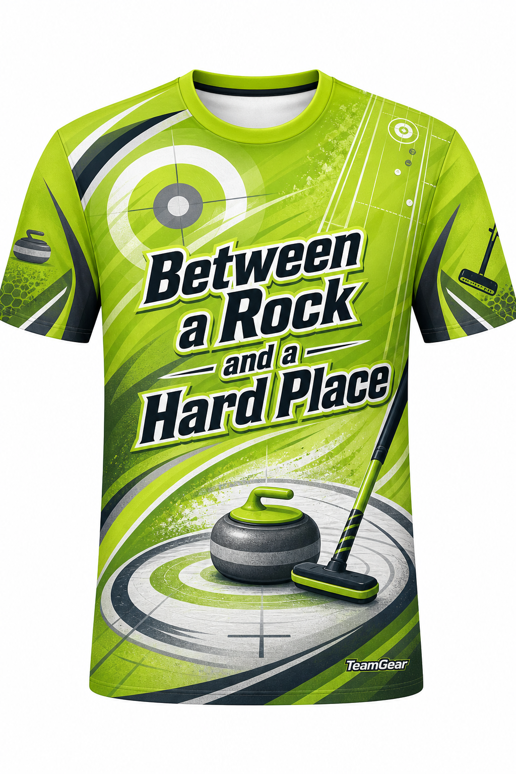 Between a Rock and a Hard Place Lime Curling Jersey design
