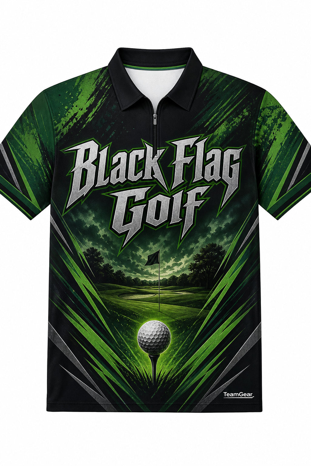 Black Flag Golf Green Golf Polo design