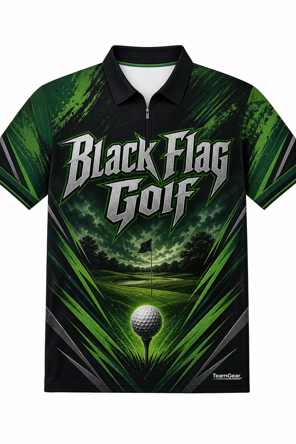 Black Flag Golf Green Golf Polo design