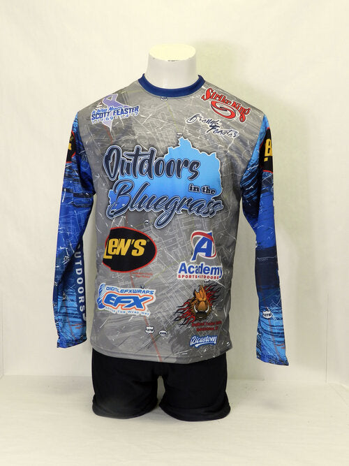 custom fishing zip neck full sublimation jersey made in Canada, crew neck, and button neck and hoodies also available