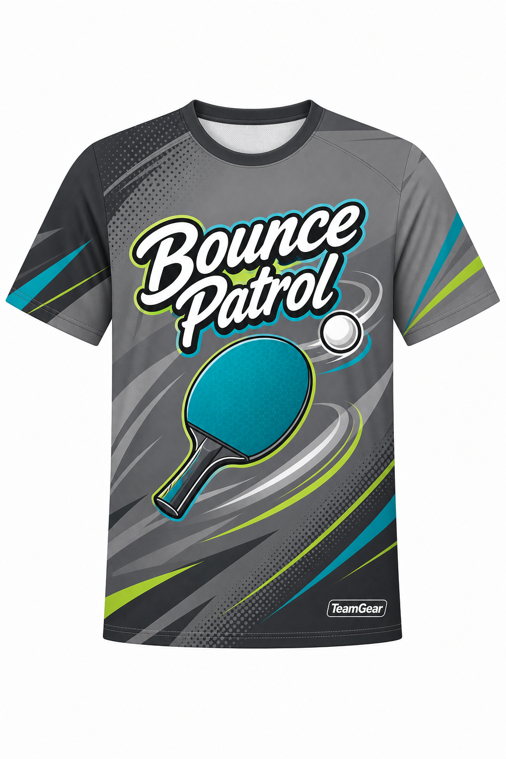 Bounce Patrol Grey Table Tennis Jersey with name and number