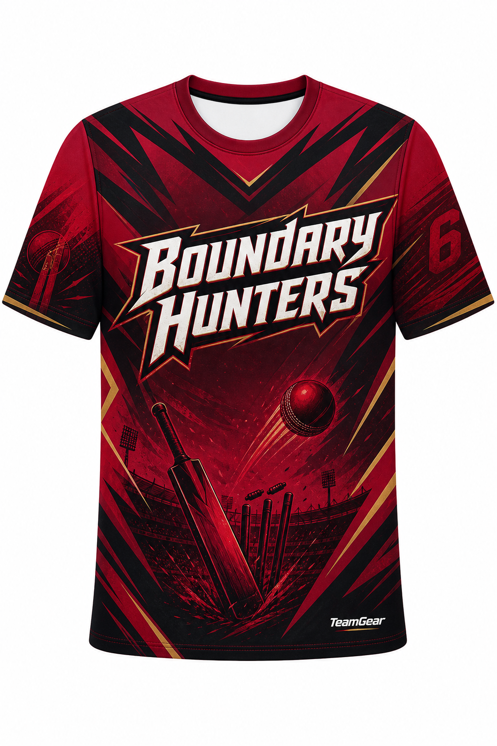 Boundary Hunters Crimson Cricket Jersey design