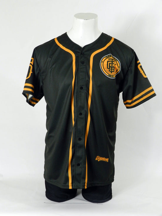 custom full button down baseball and slo-pitch team jerseys, made with full sublimation