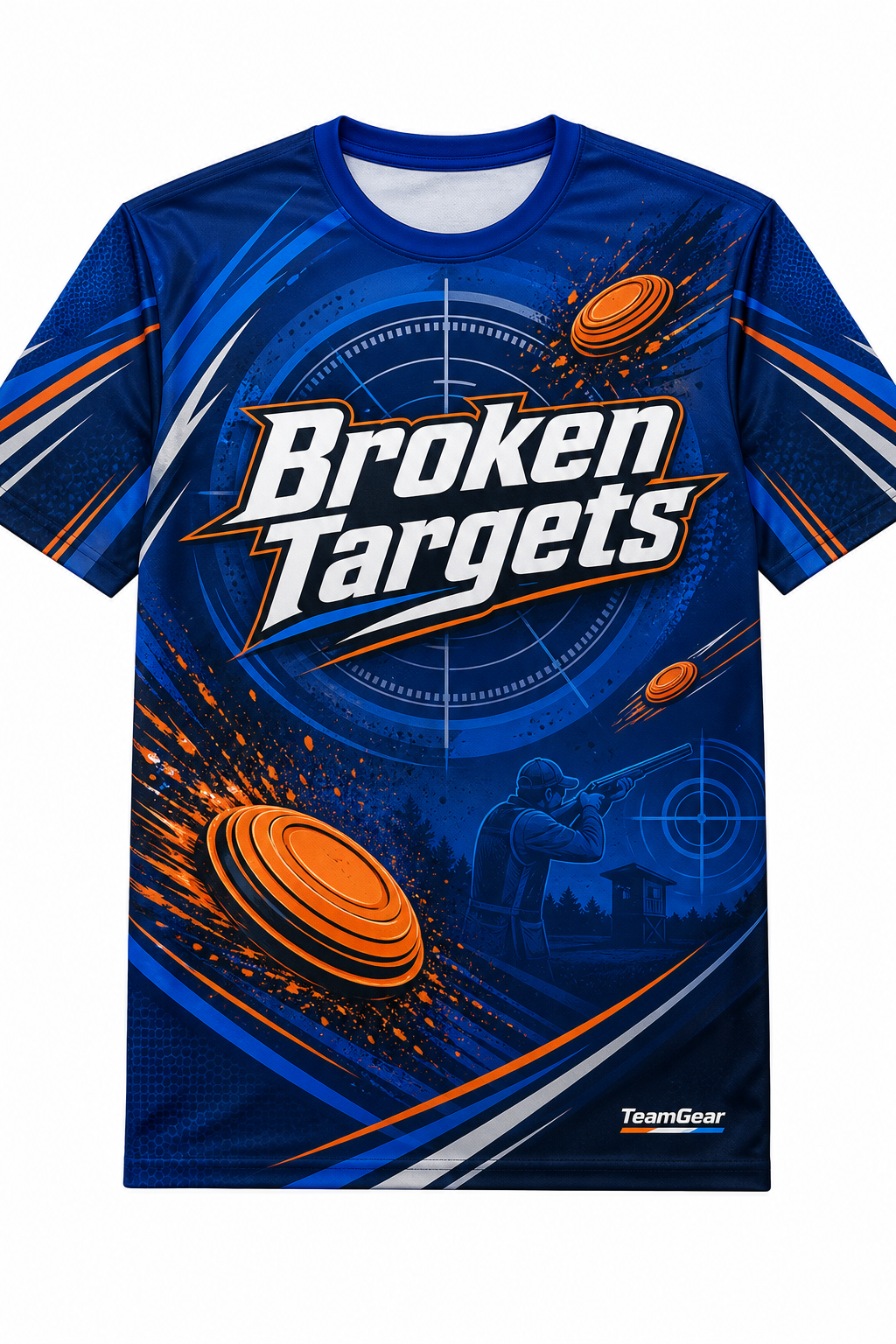 Broken Targets Blue Shooting Jersey design