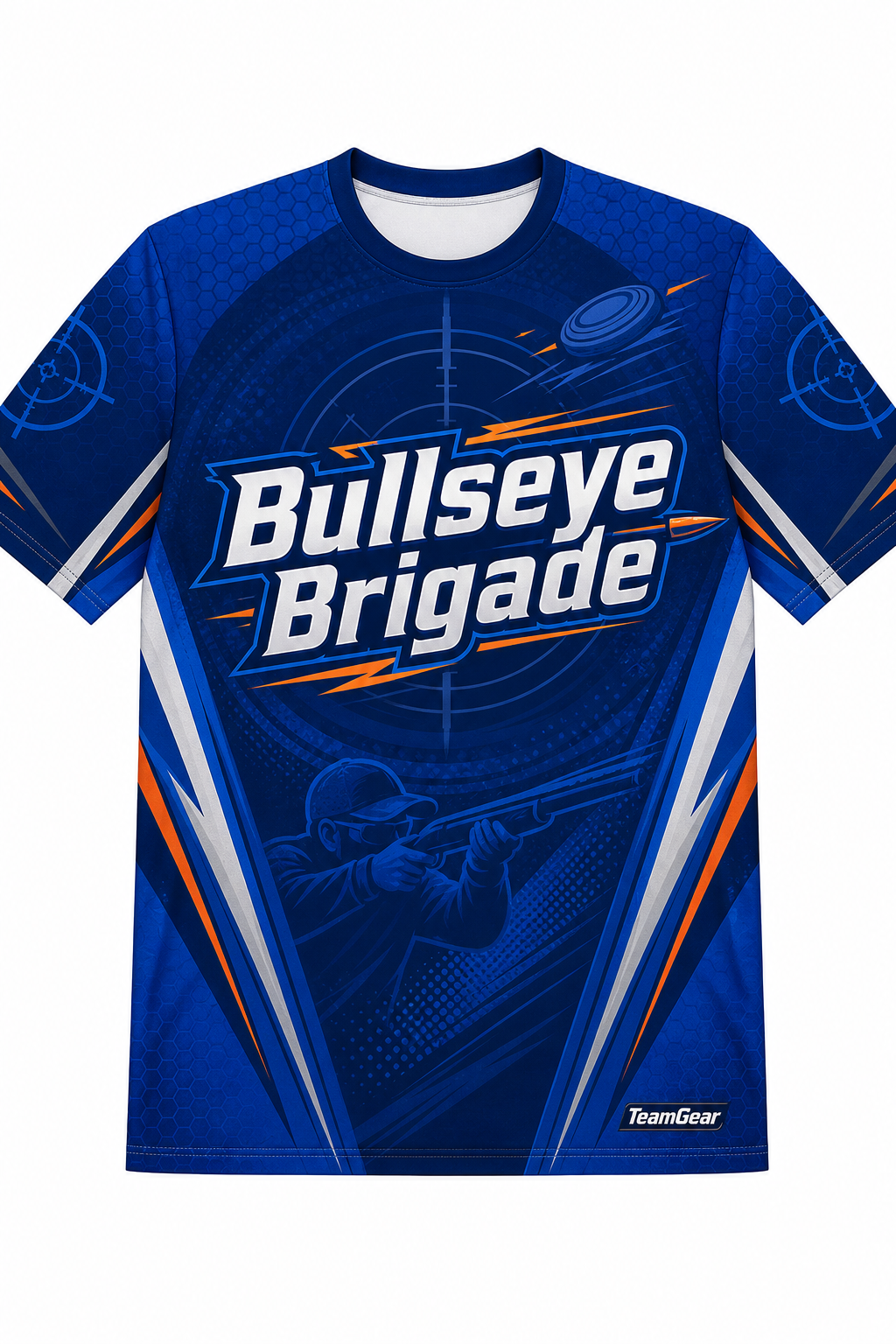 Bullseye Brigade Blue Shooting Jersey design