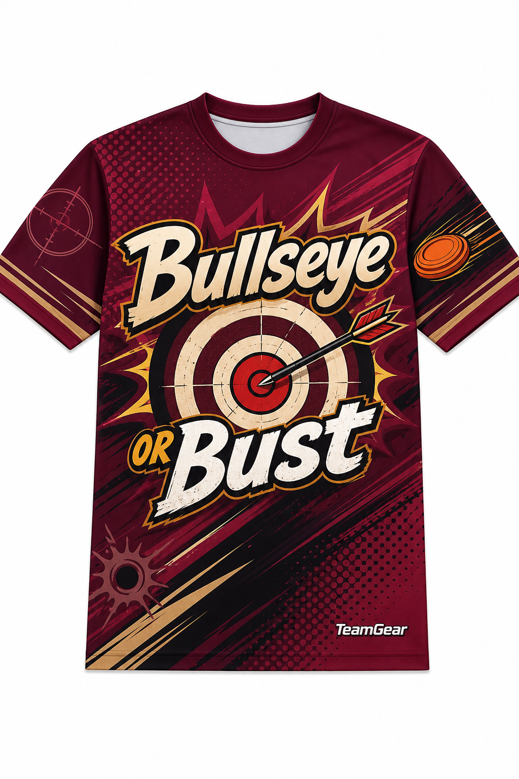 Bullseye or Bust Maroon Shooting Jersey design