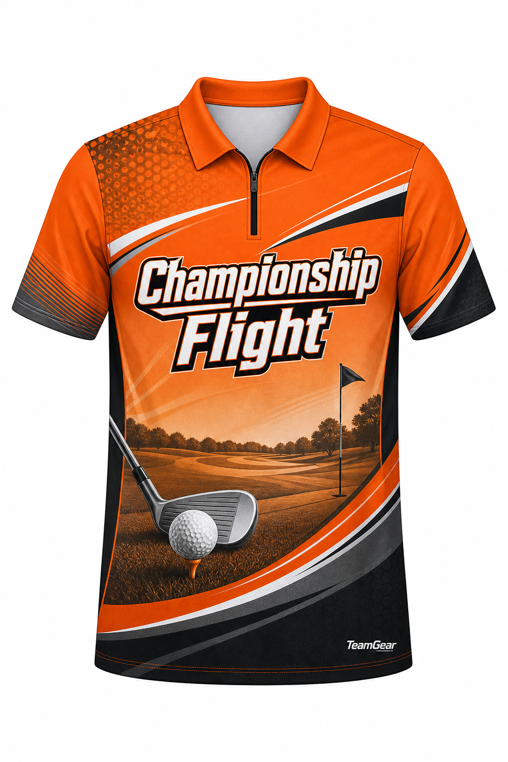 Championship Flight Orange Golf Polo design