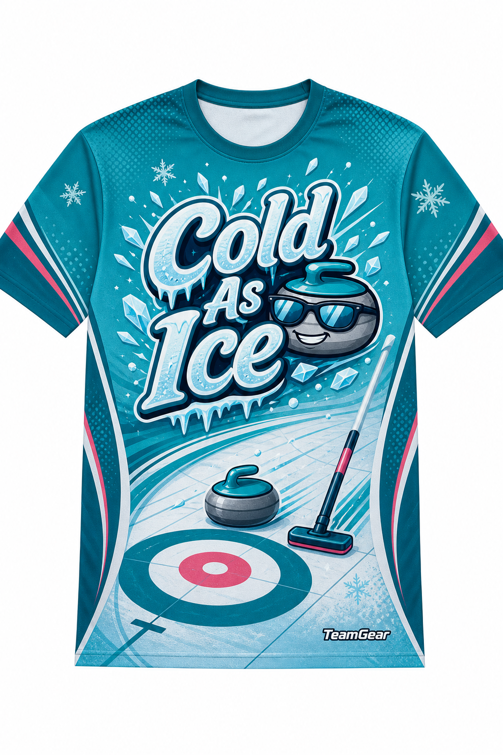 Cold As Ice Teal Curling Jersey design