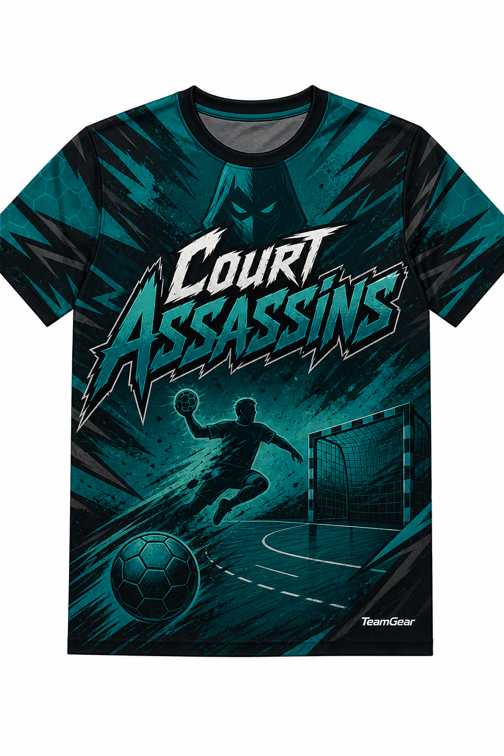 Court Assassins Teal Handball Jersey design