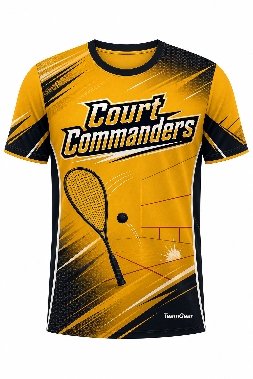 Court Commanders Gold Squash Jersey with name and number