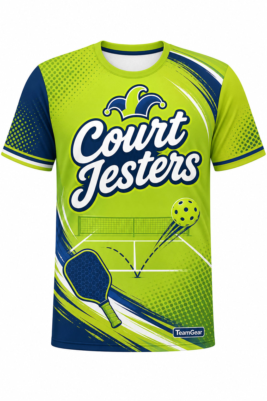 Court Jesters Lime Pickleball Jersey with name and number