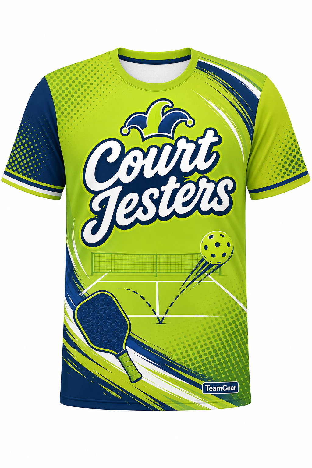 Court Jesters Lime Pickleball Jersey with name and number