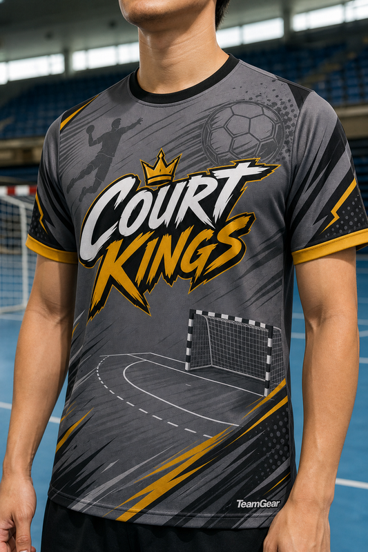 Court Kings Grey Handball Jersey — custom handball jersey worn on model — TeamGear Canada