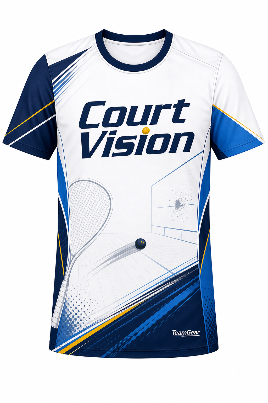 Court Vision White Squash Jersey with name and number