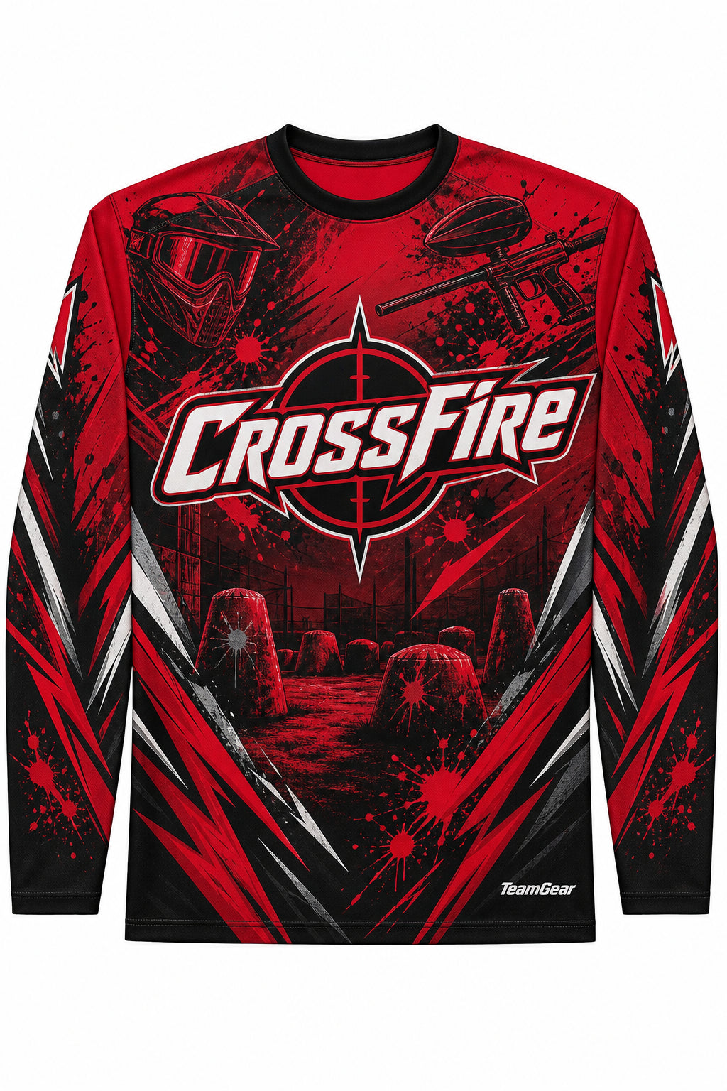 Crossfire Crimson Long Sleeve Paintball Jersey design