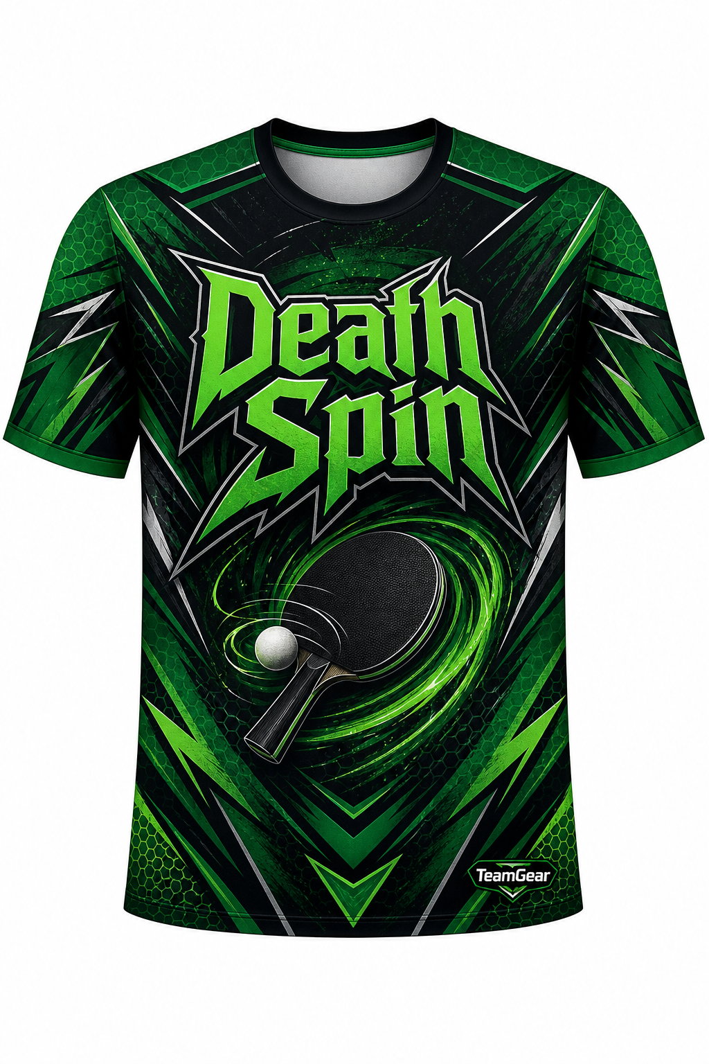 Death Spin Green Table Tennis Jersey with name and number