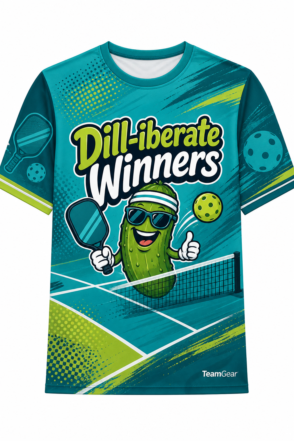 Dill-iberate Winners Teal Pickleball Jersey with name and number