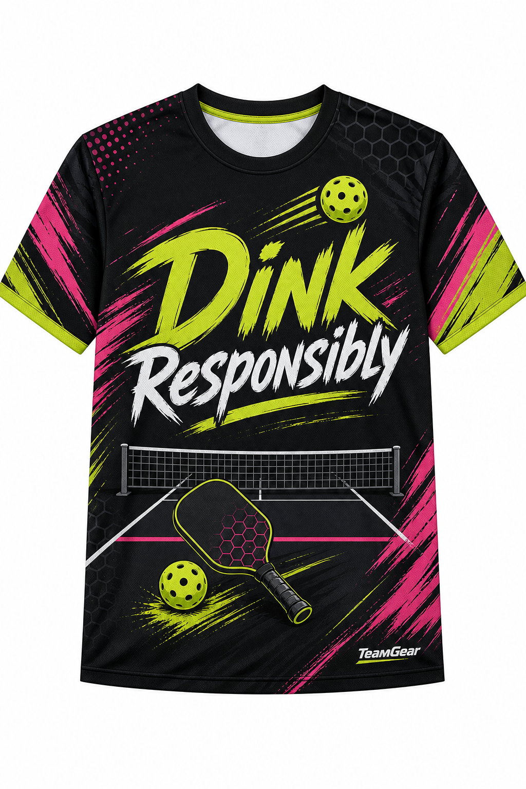 Dink Responsibly Black Pickleball Jersey with name and number