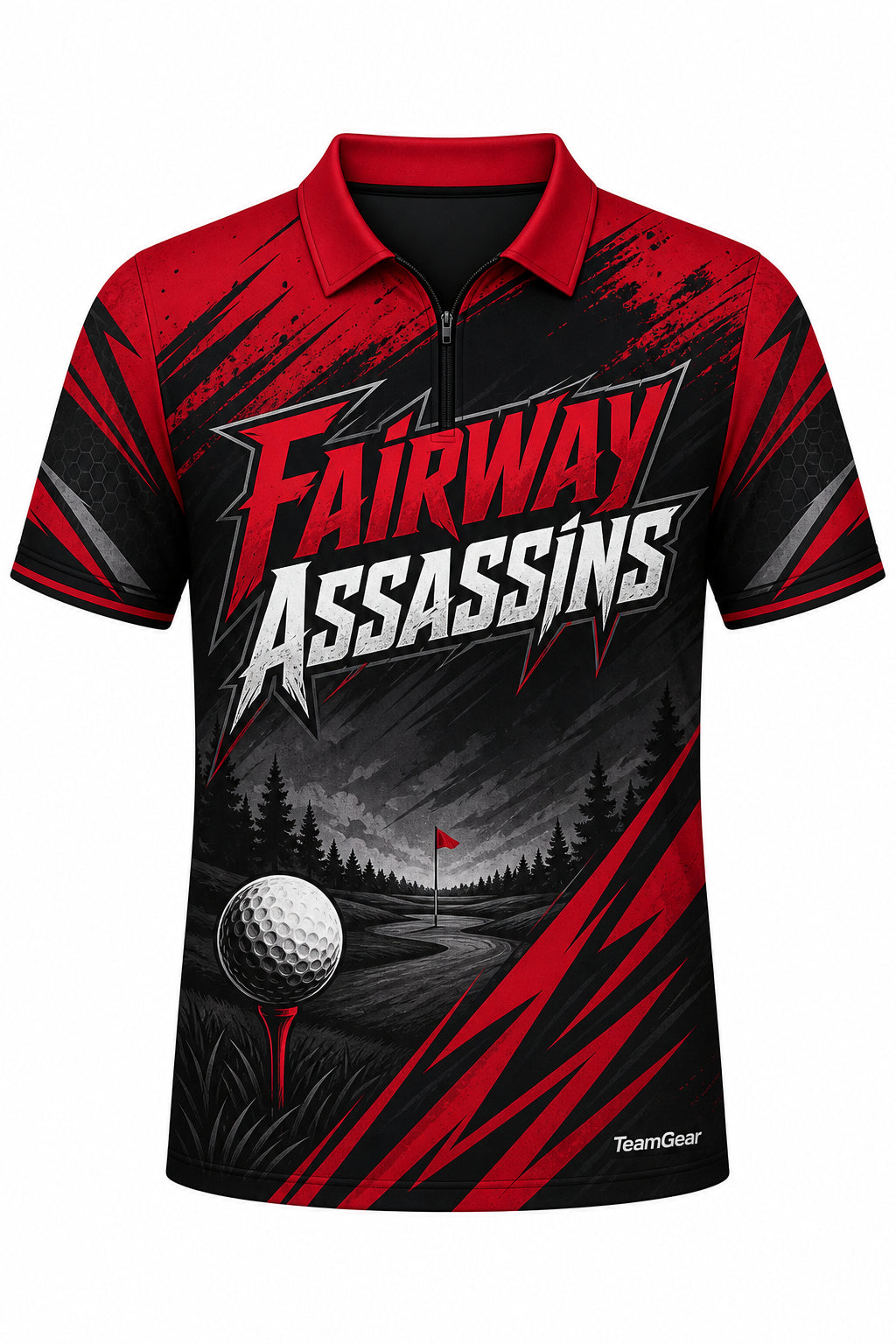 Fairway Assassins Red Golf Polo design