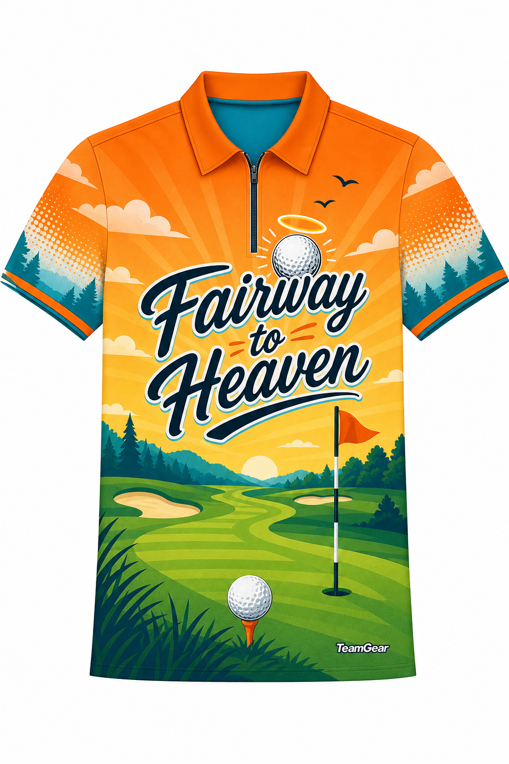 Fairway to Heaven Orange Golf Polo design