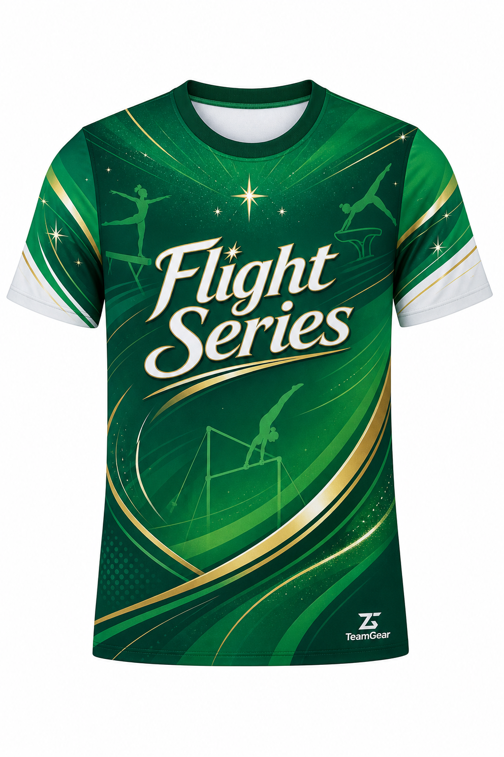 Flight Series Green Gymnastics Jersey with name and number