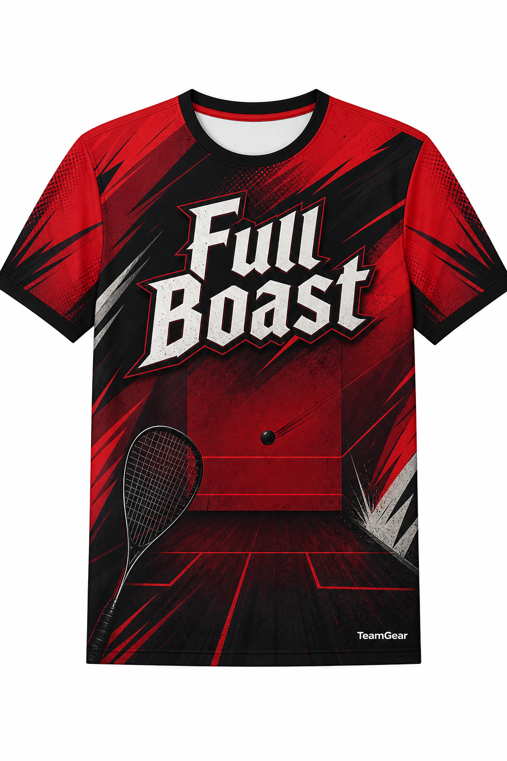 Full Boast Red Squash Jersey with name and number