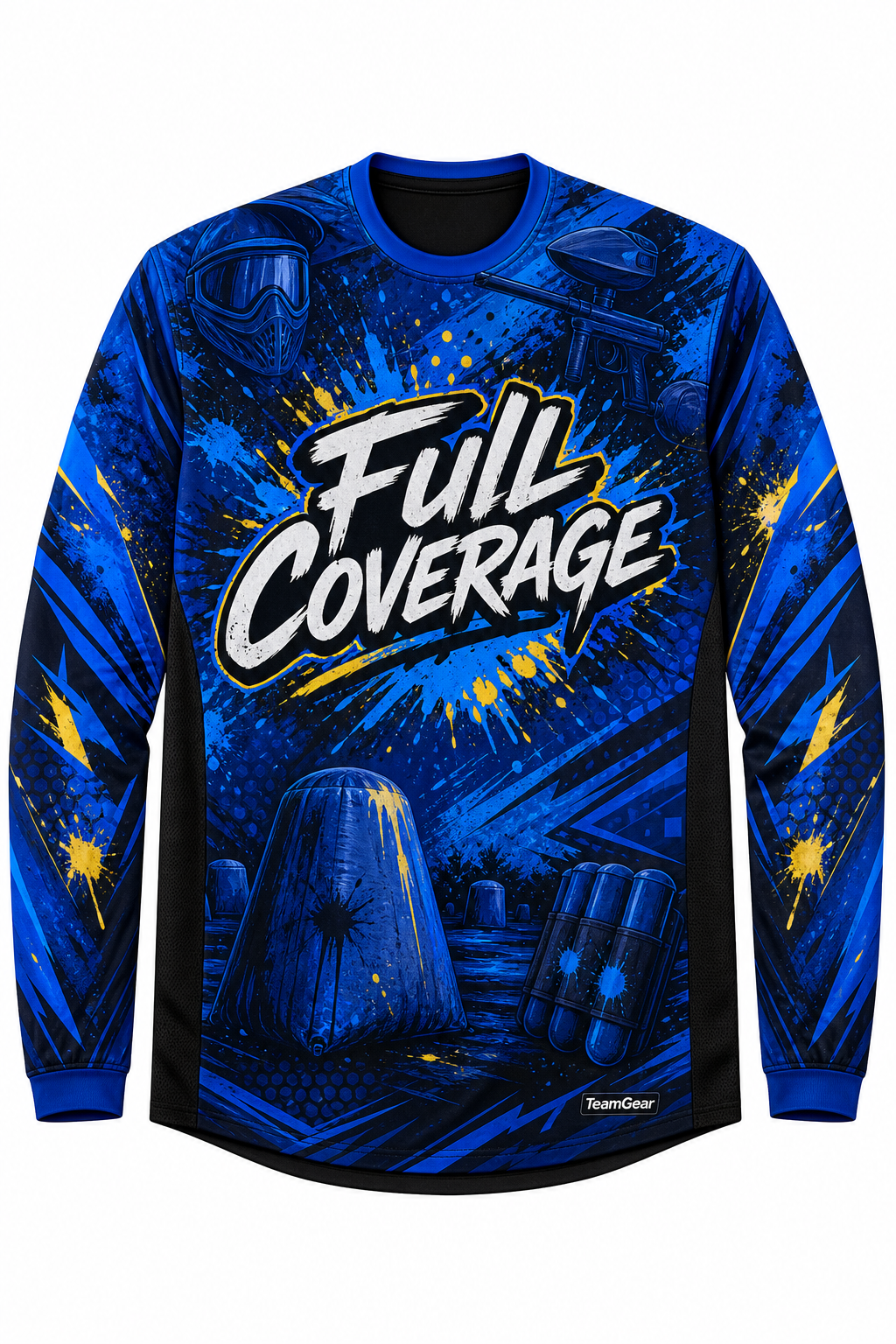 Full Coverage Blue Long Sleeve Paintball Jersey design