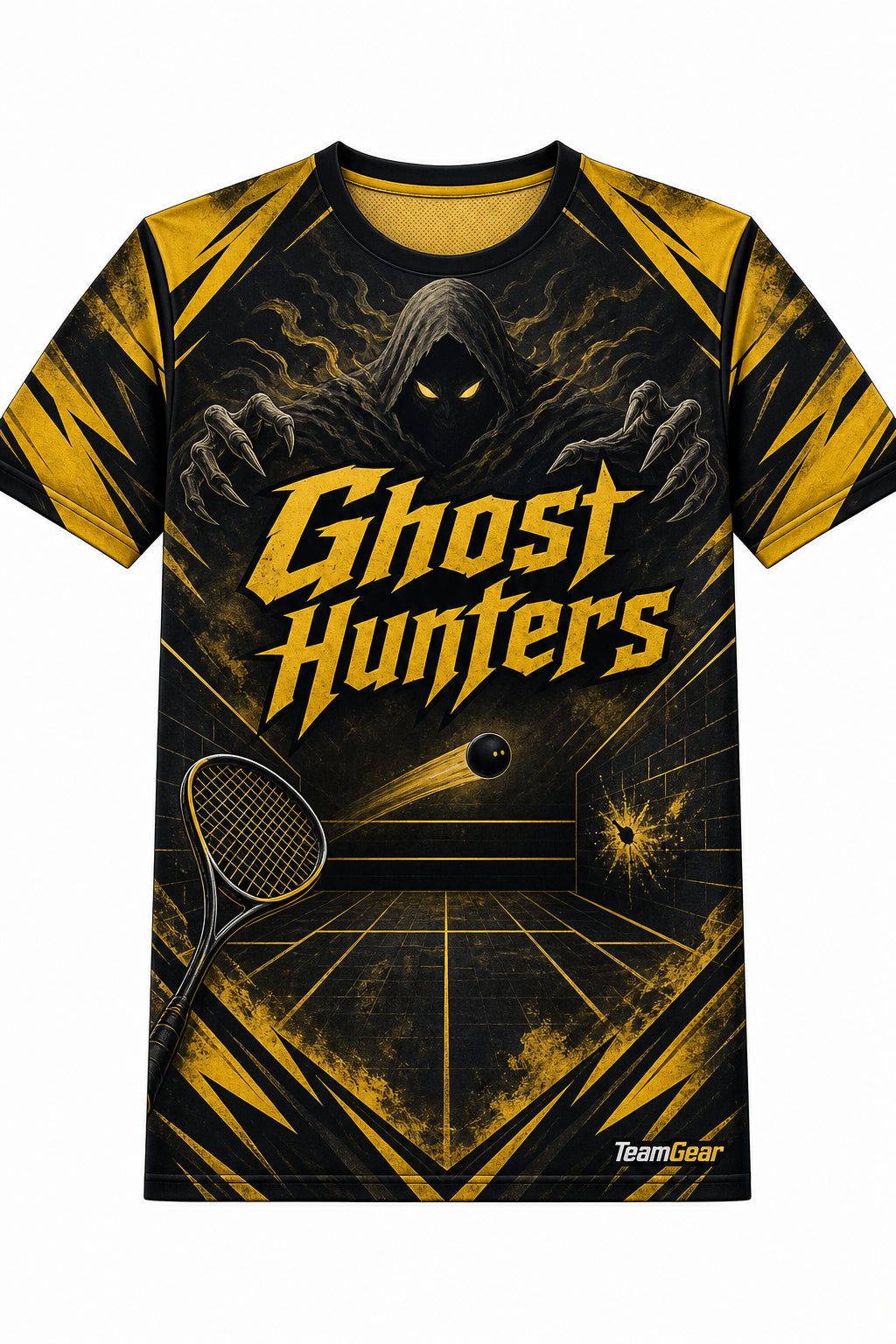 Ghost Hunters Gold Squash Jersey with name and number