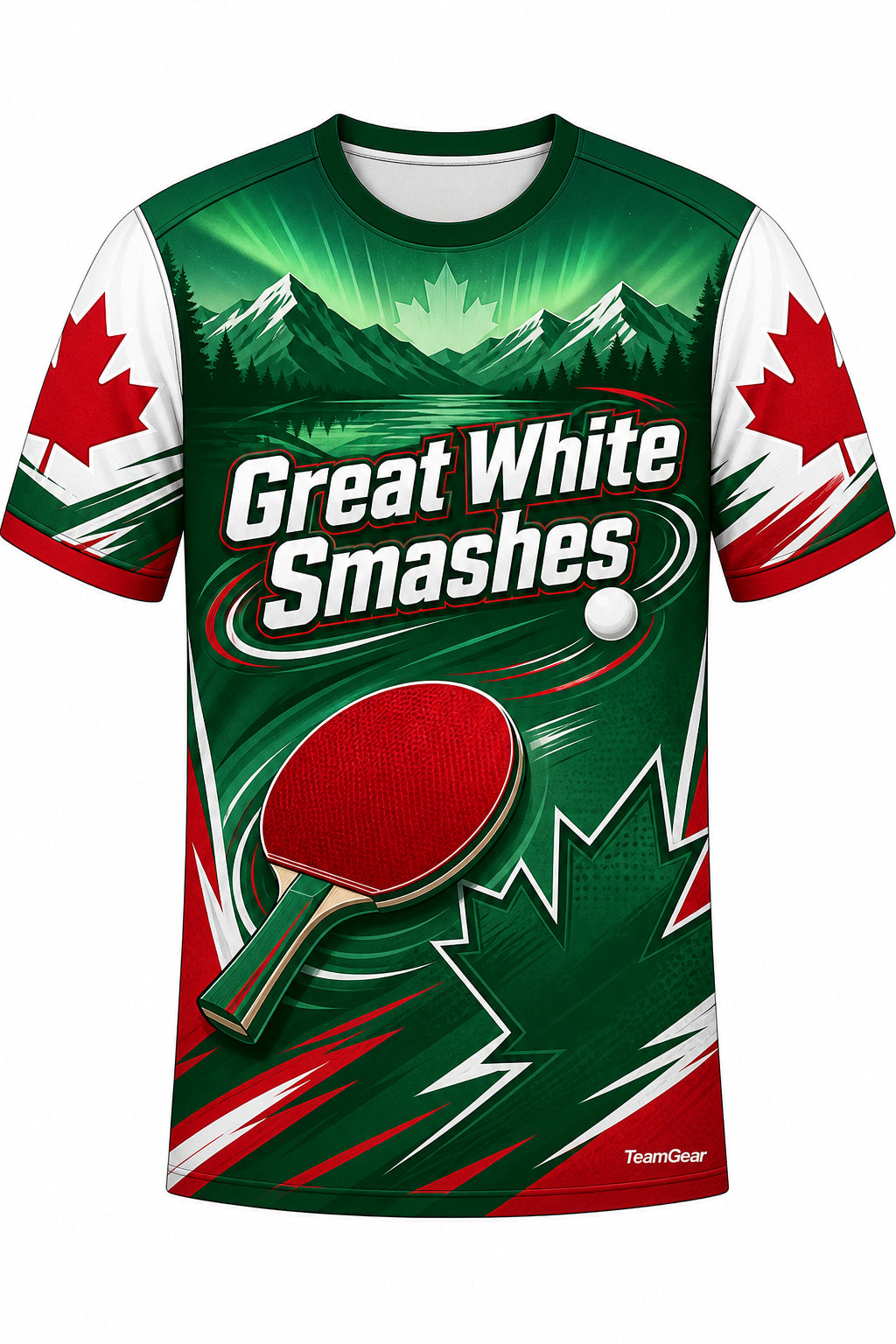 Great White Smashes Green Table Tennis Jersey with name and number
