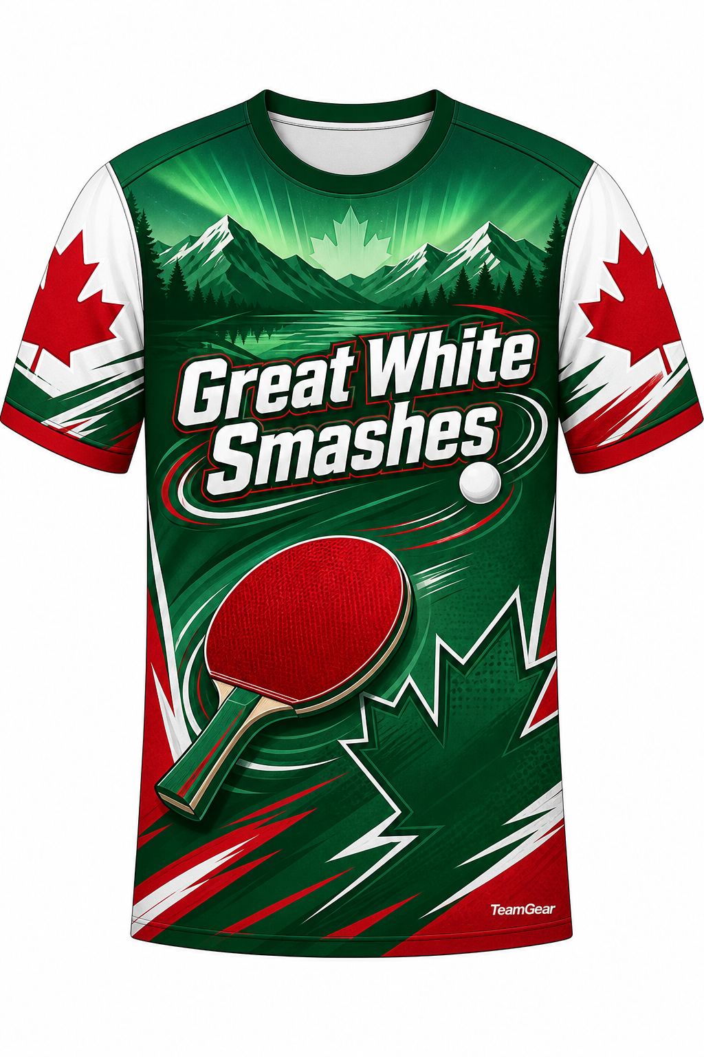 Great White Smashes Green Table Tennis Jersey with name and number