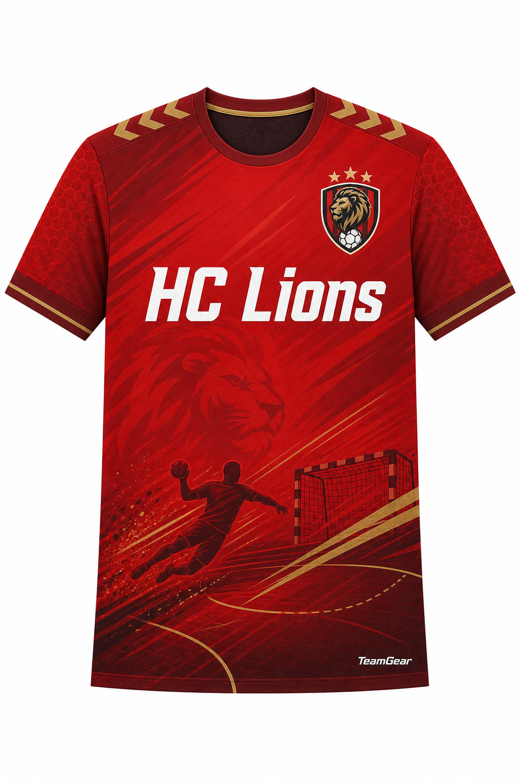 HC Lions Red Handball Jersey design