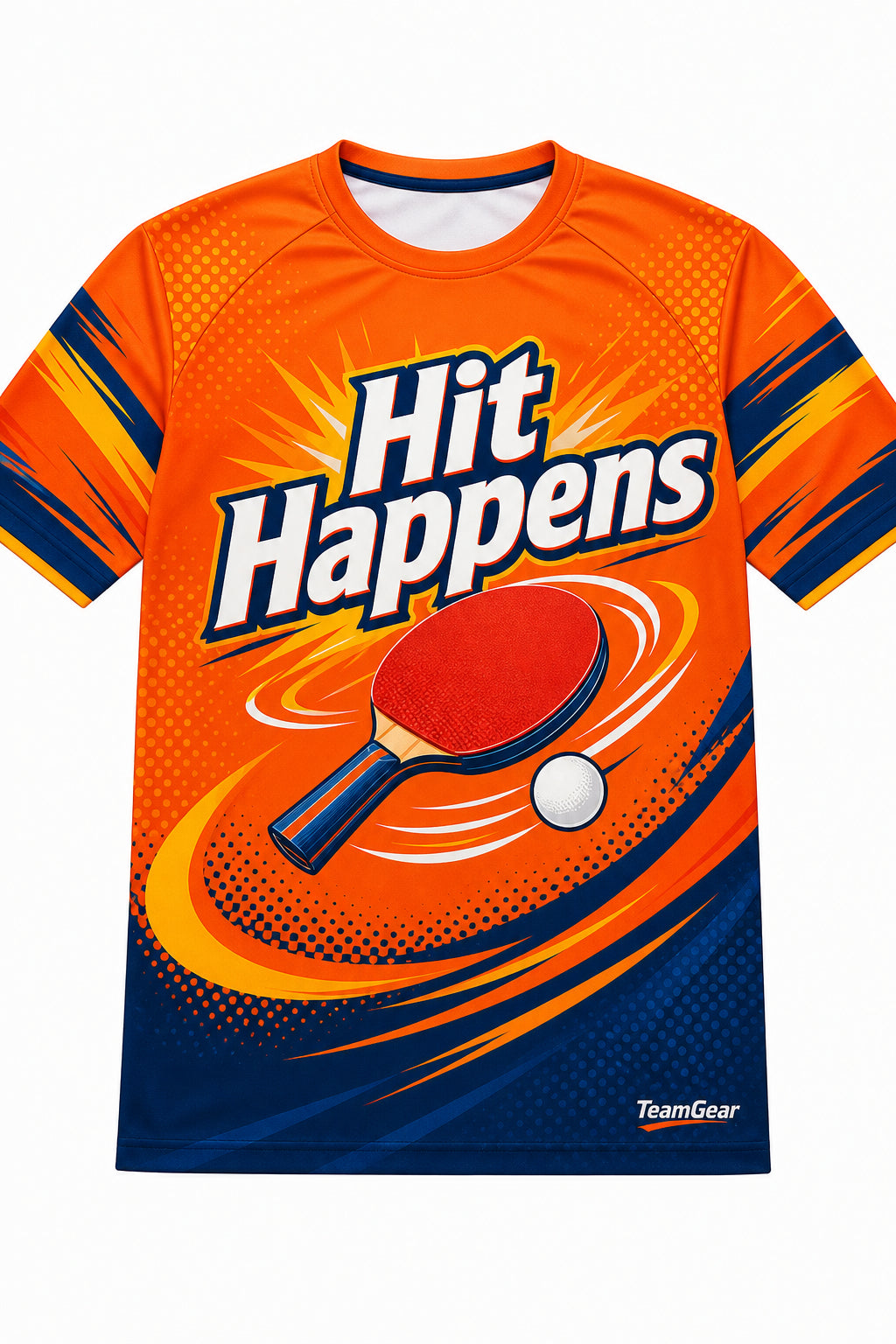 Hit Happens Orange Table Tennis Jersey with name and number