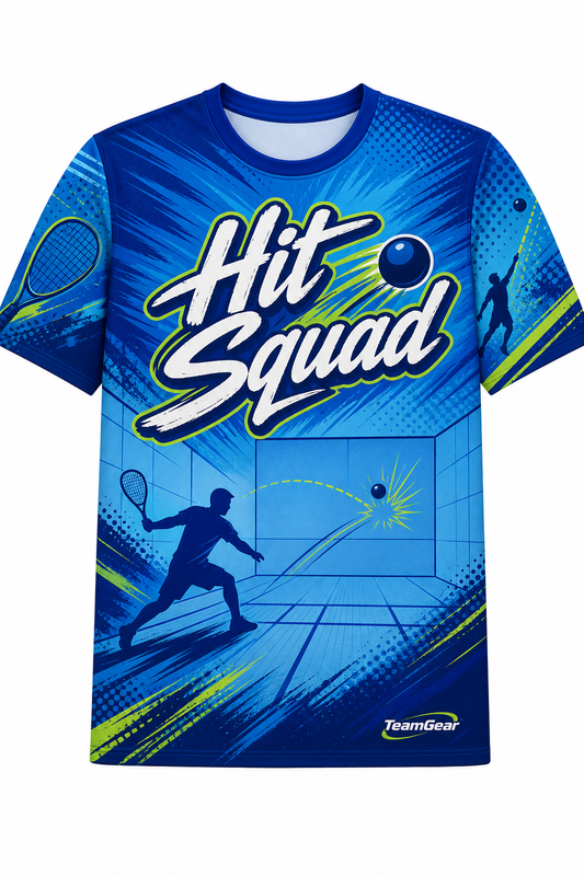 Hit Squad Blue Racquetball Jersey design