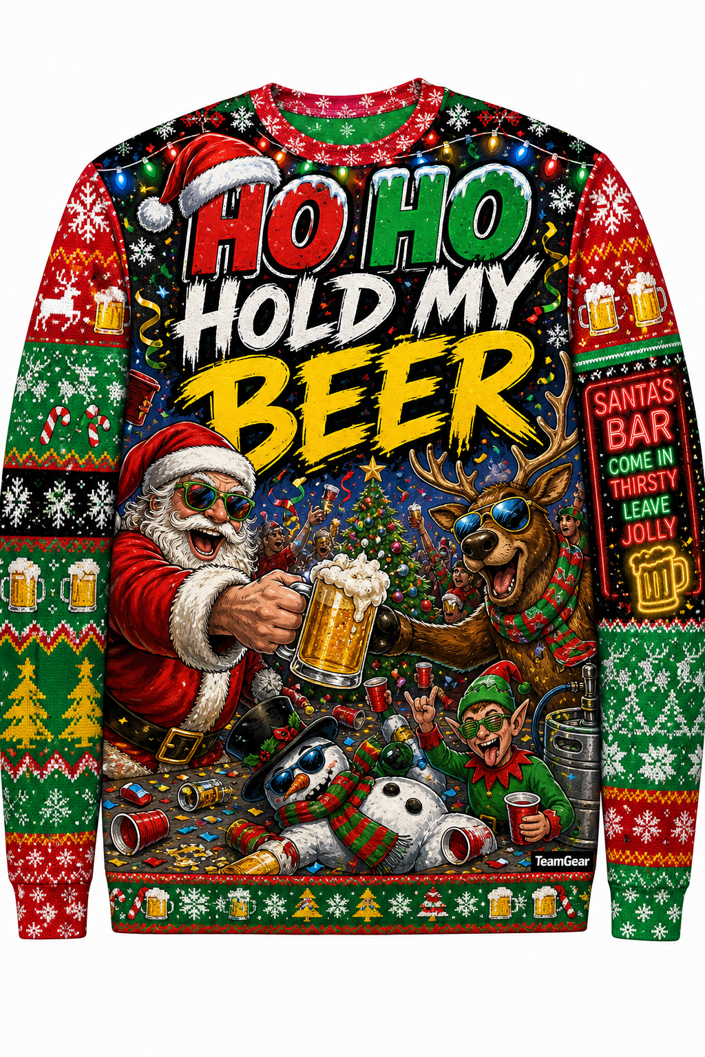 Ho Ho Hold My Beer Ugly Christmas Sweater design