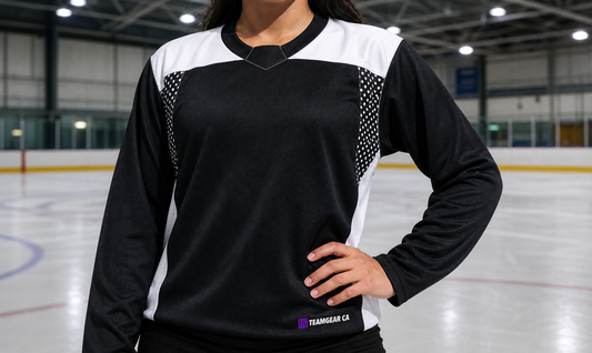 Hockey Practice Jersey Black — custom hockey jersey worn on model — TeamGear Canada